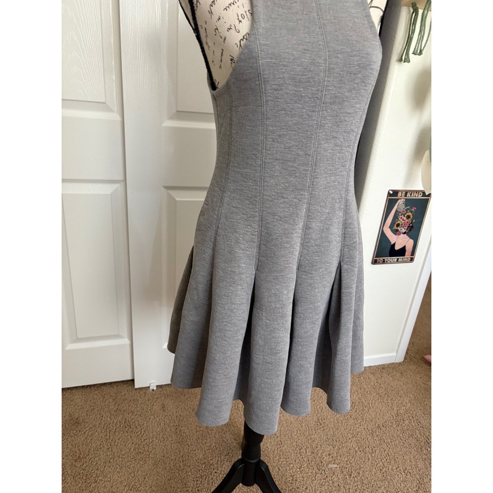 T by Alexander Wang Grey Sleeveless Pleated Skater Mini Dress Medium - Picture 3 of 6